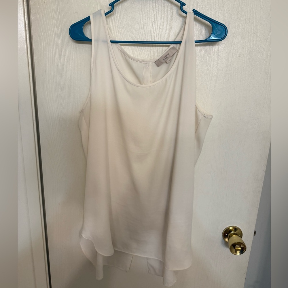 LOFT Ivory Blouse - button back - tunic - size XL